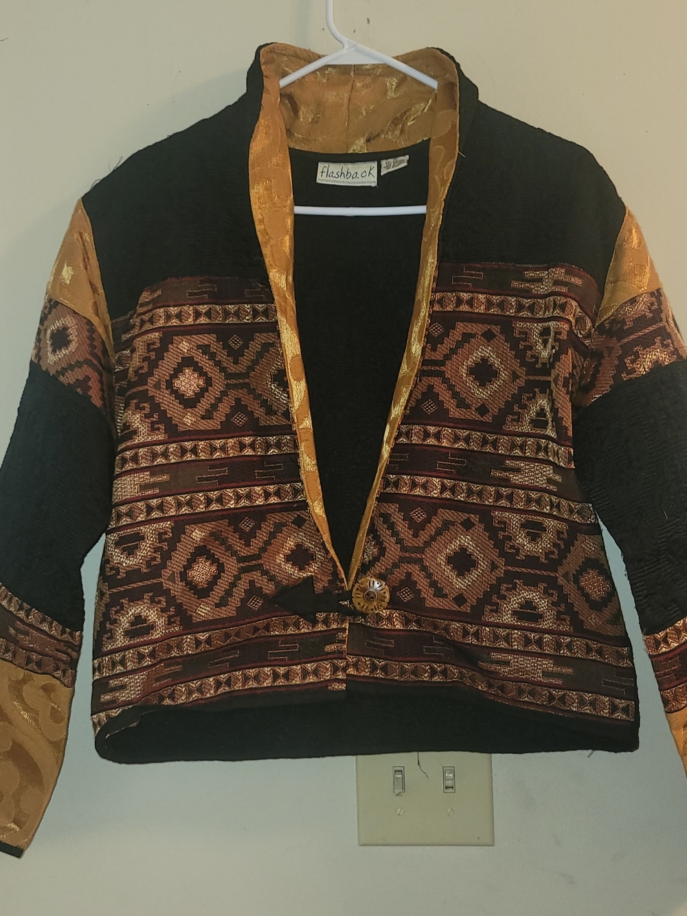Flashback Women's Geometric Jacket Black Gold Size Medium